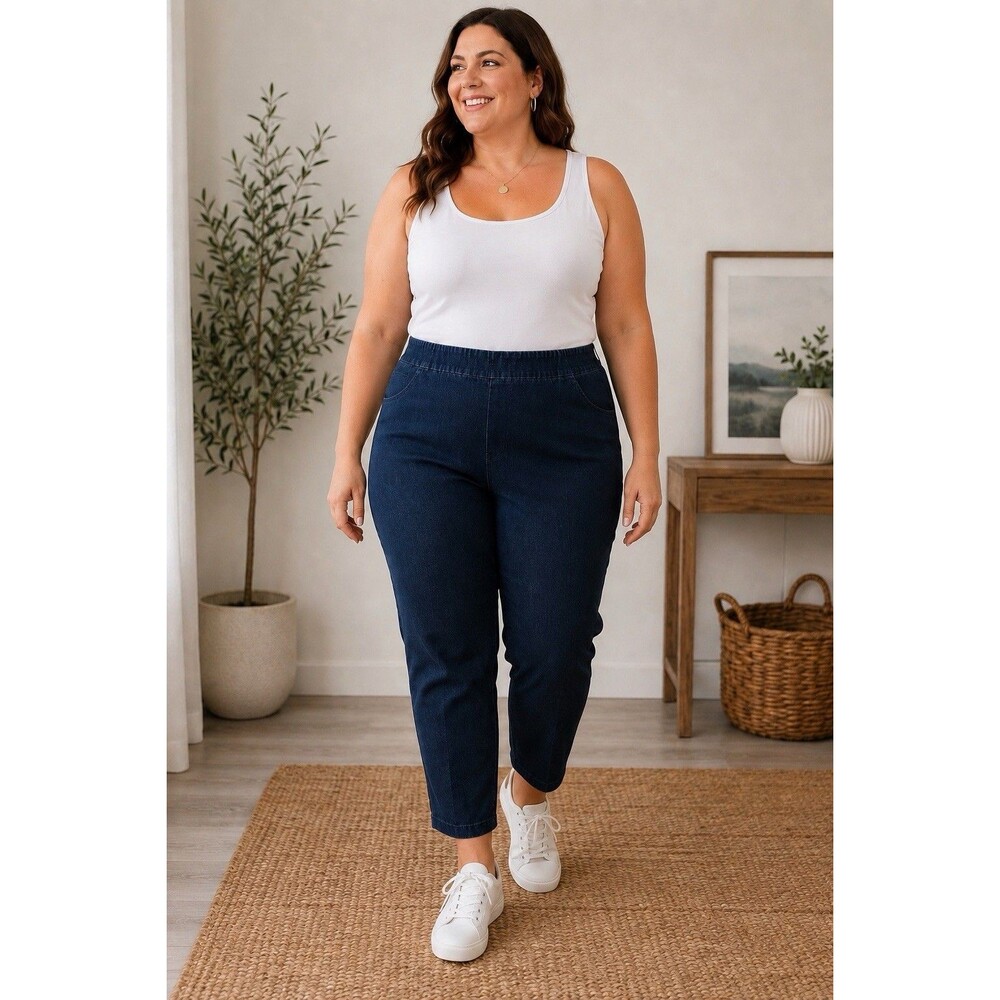 Slim-Stations By Multiples Stretch Denim Jeans Pull On Size 22 Dark Wash